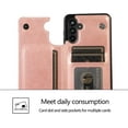 thumbnail image 2 of Case for Samsung Galaxy A22 5G, Luxury PU Leather Case with [Two Magnetic Clasp] [Card Slots] Kickstand Function Durable Shockproof Soft TPU Case Back Wallet Cover - Rose Gold, 2 of 15