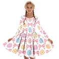 thumbnail image 6 of ATOGUTA Girls Dress Long Sleeve Easter Dresses Girl Long Midi Springs Dress Kids Smocked Flare Summer Dress Size 4T-14. Beige, 6 of 6