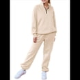 thumbnail image 2 of Conjuntos de Dos Piezas para Mujer: Jersey de Larga con Media Cremallera y Pantalón Deportivo Holgado con Bolsillos. Albaricoque XL, 2 of 8