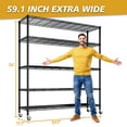 thumbnail image 6 of Ktaxon 5 Tier Wire Shelving with Wheels, 59"W x 18"D x 74"H Multifunctional Storage Rack Metal Garage Shelves Organizer, Capacity for 3125lbs, Black, 6 of 11