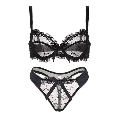 

Varsbaby Women s See Through Embroidery Bra and Thongs Set