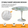thumbnail image 2 of Elastic Fitted Round Tablecloth, Daisy Spring Floral Waterproof Stretch Table Cover for 36"-44" Tables, Eucalyptus Leaves Watercolor Wooden Washable Outdoor Tablecloths for Patio, Picnic, Camping, 2 of 9