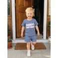 thumbnail image 5 of BemeyourBBs Toddler Baby Boy Daddy's Best Buddy Outfit Newborn Infant Boy Summer Clothes Waffle Knit Letter Embroidered Short Sleeve T Shirt Tops and Shorts 2 Pcs Set, 5 of 9