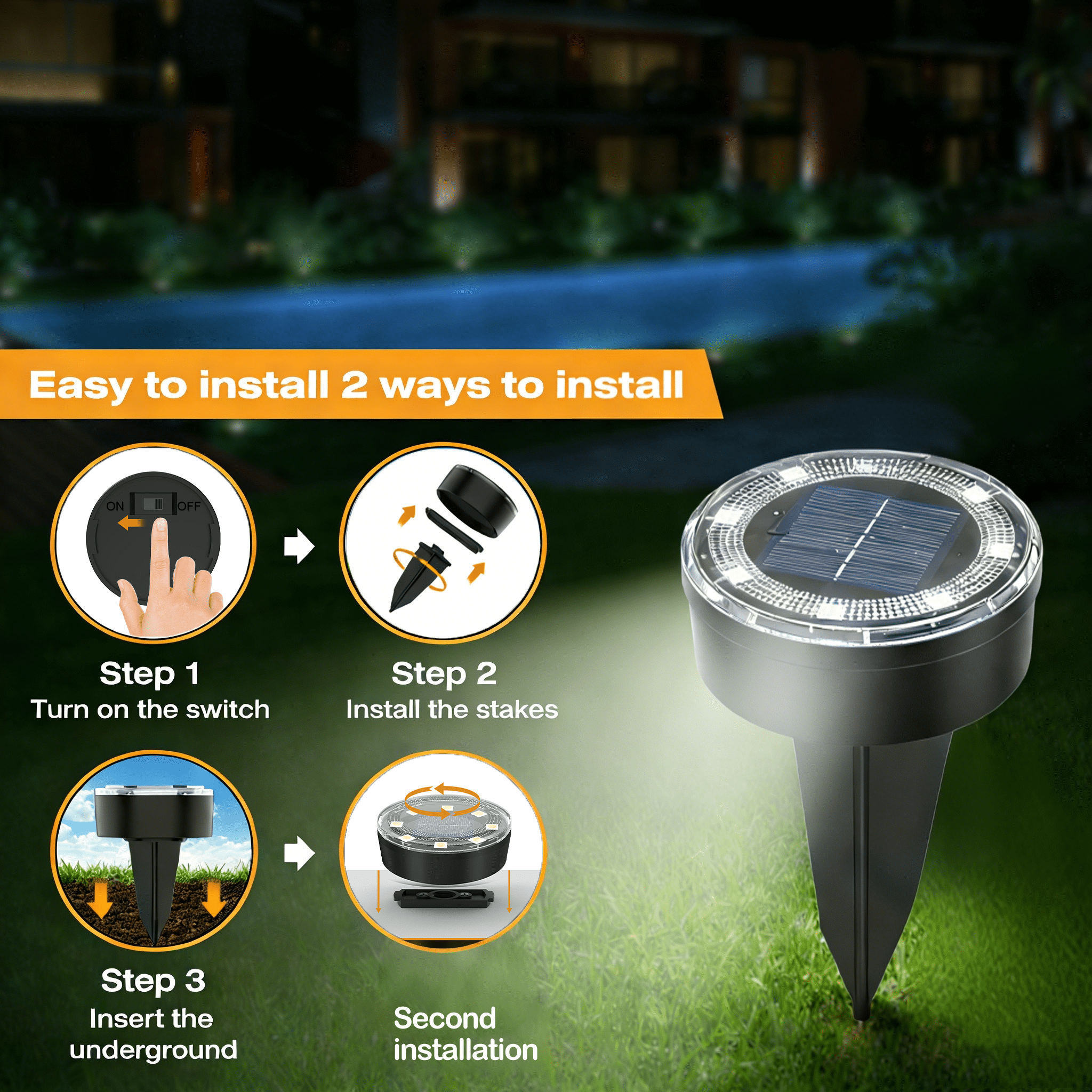 12 Pack Solar Lights Outdoor Waterproof, 8 LED Flat In-Ground Landscape Lights for Pathway, Garden, Yard, Patio, Driveway, Walkway, Lawn & Deck Lighting,Cool White