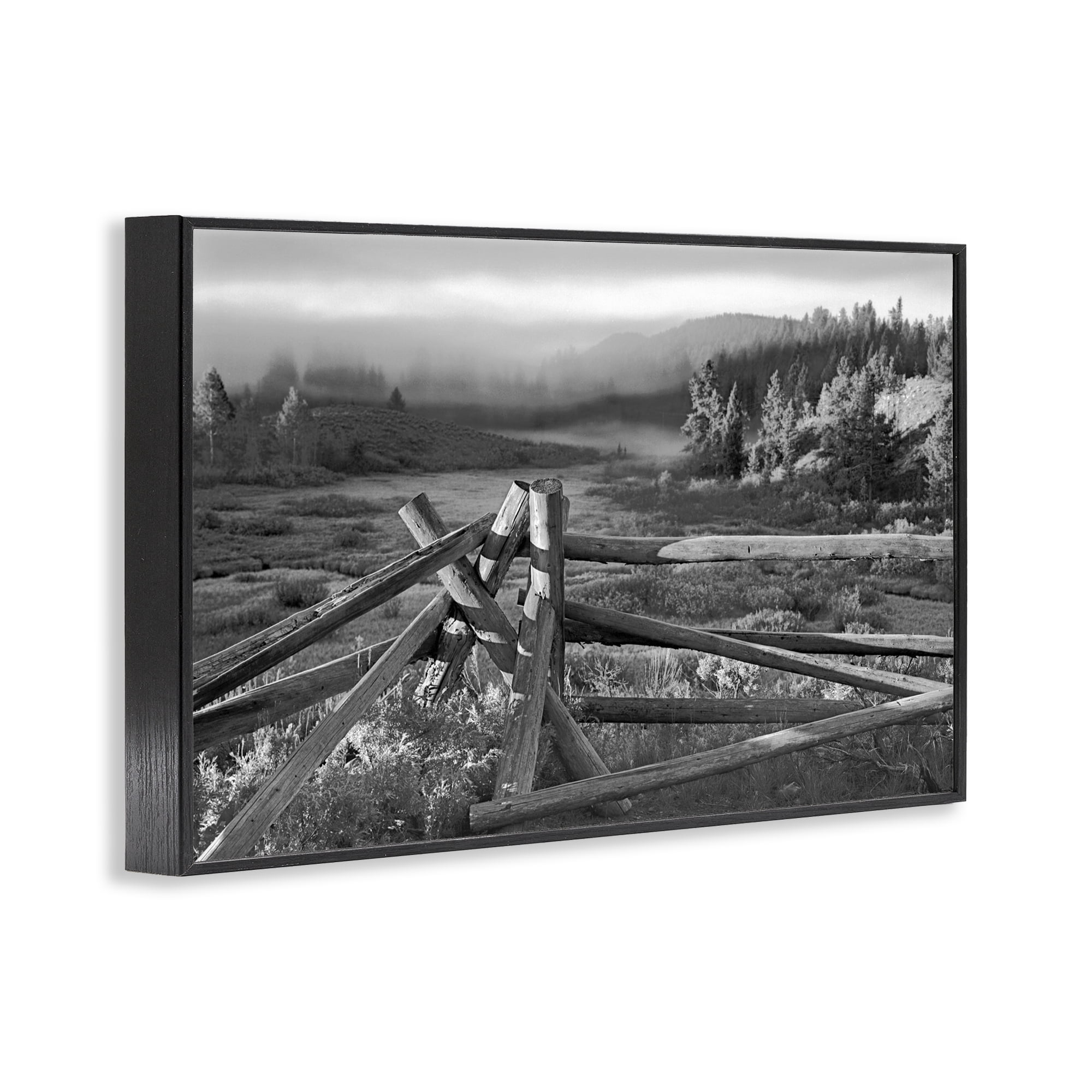 Grand Tetons Fence Beyond Black Framed Giclee Art, design by MJ Photography