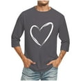 thumbnail image 2 of Jinhomg Plain Graphic Tees for Men 2025 Valentines Day Love Heart T-Shirts Big and Tall Comfy 3/4 Sleeve Crew Neck Tops Casual Holiday Dating Wear Gray XXXL, 2 of 5