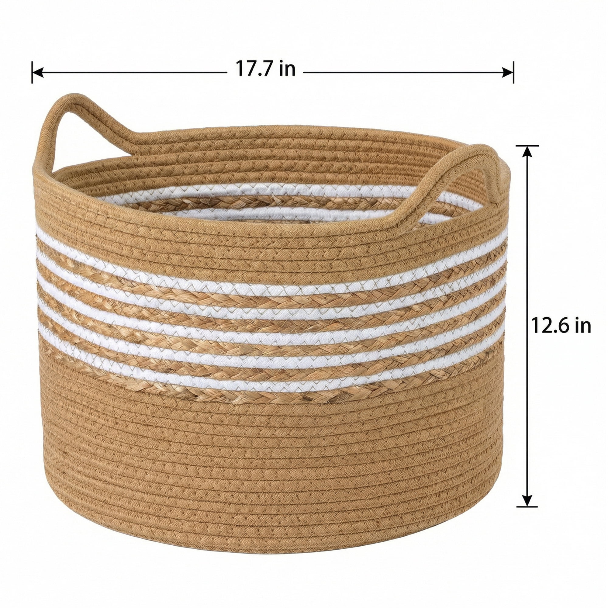 Unique Bargains Multiple Use Woven Storage Bin for Home Light Brown 17.7*17.7*12.6in