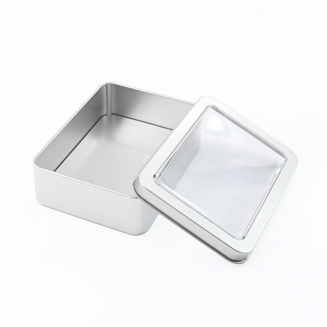 Caja de hierro para embalaje con ventana rectangular, accesorios y piezas, caja de hierro para embalaje general, caja de hojalata