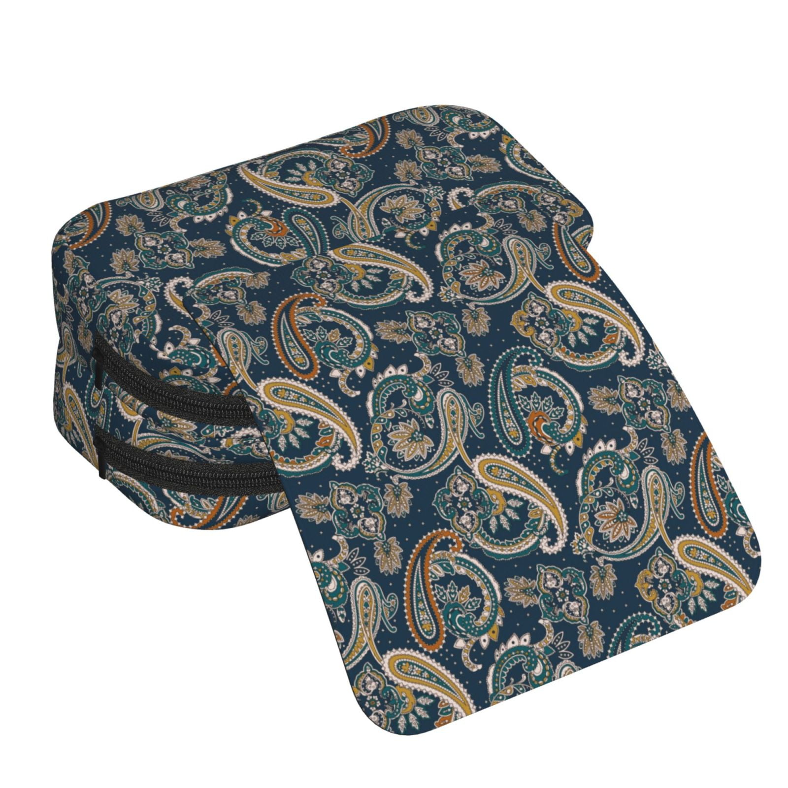 Rateoe Indian Paisley 2 Pattern Double Clamshell Pen Case, Storage Organizer with Two Zipper Compartments– Holds Up to 50 Pencils & Pens