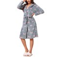 thumbnail image 4 of INSPIRE CHIC Women's Fleece Robe with Hood Cute Heart & Bow Pattern Fluffy Long Sleeve Spa Bathrobe Lightweight Sleepwear XL Gray Bow, 4 of 6