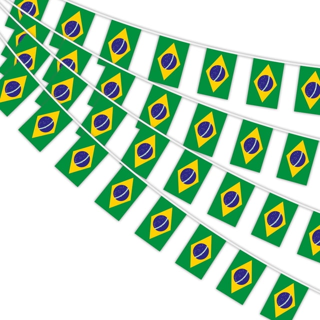 Guirnalda de banderas de Brasil AhfuLife de 10 m, 30 piezas, doble cara