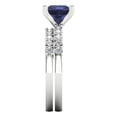 thumbnail image 3 of Clara Pucci 18K White Gold Princess Cut 2Ct Simulated Blue Sapphire Engagement Ring + Matching Band - Luxury Box Included, 3 of 7