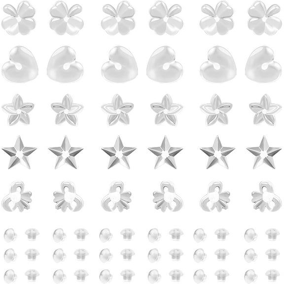 15 Pairs Clear Earrings for Sports, DaKuan 5 style Plastic Earrings, for Sensitive Ears, Clear Earrings, Clear Earrings for Work, Soft Rubber Back Earrings