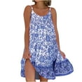 thumbnail image 2 of Womens Boho Printed Dress Summer Sleeveless Spaghetti Strap Beach Mini Dress, 2 of 3
