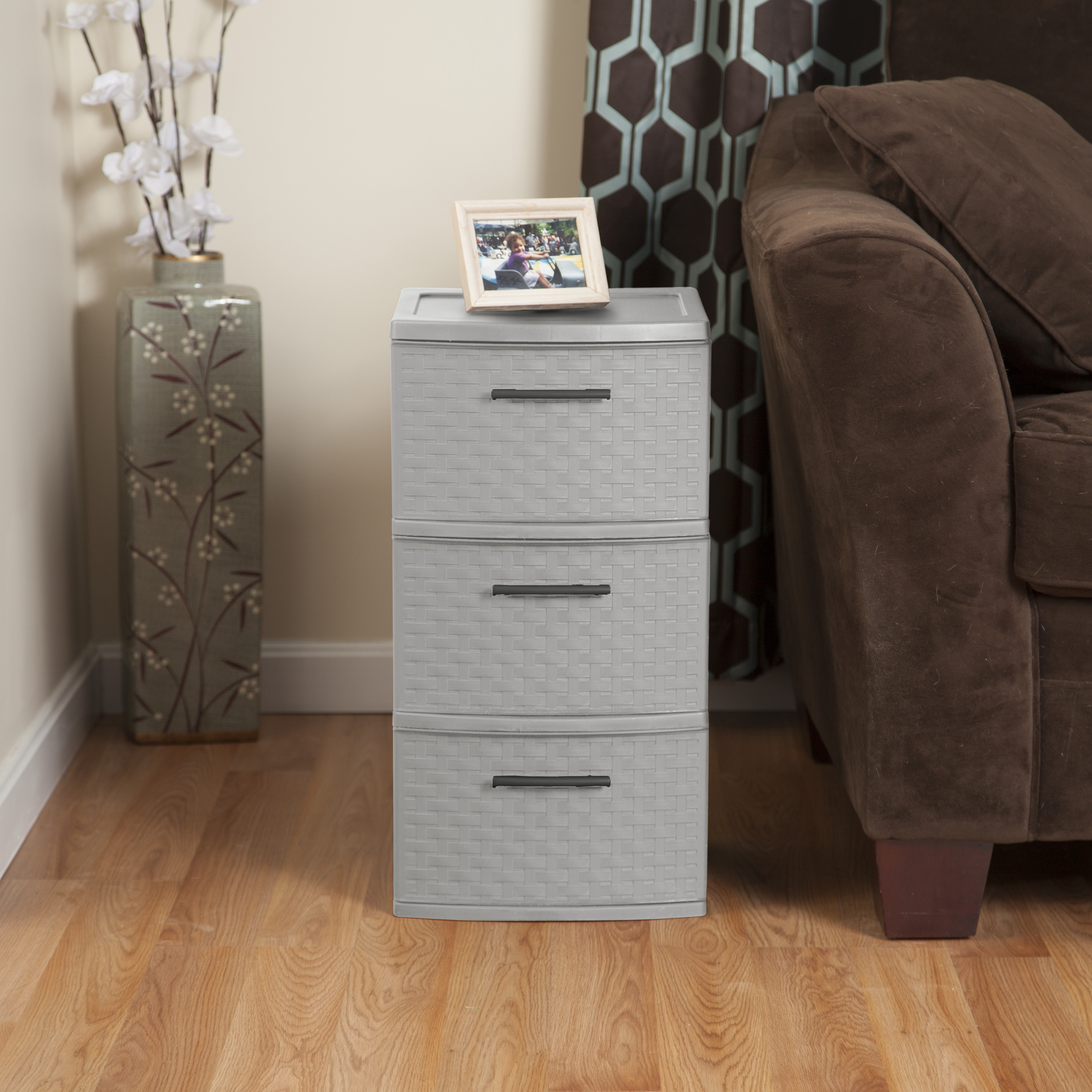 Sterilite 3 Drawer Weave Tower Plastic, Cement - image 4 of 8
