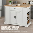 thumbnail image 2 of KFFKFF 46" Kitchen Island Cart with Storage, Wooden Countertop Utility Cart with Adjustable Shelving, Drawer, Ideal for Dining Area, Living Space, White, 2 of 9