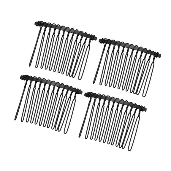 Unique Bargains 4 Pcs No Slip Hair Side Combs Accessories Metal 2" Black
