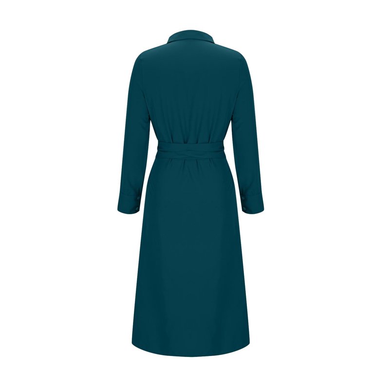 long tennis dress Womens Tennis Dress Women's Fashion Casual Print Long Sleeve Turndown Collar Ankle Length Dress Maxi Dresses for Women S-109 Green XXL