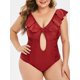 thumbnail image 1 of Tamaño más acanalada del volante sin respaldo de una sola pieza del traje de baño Rosegal  Mangas largas de talla grande, 1 of 5