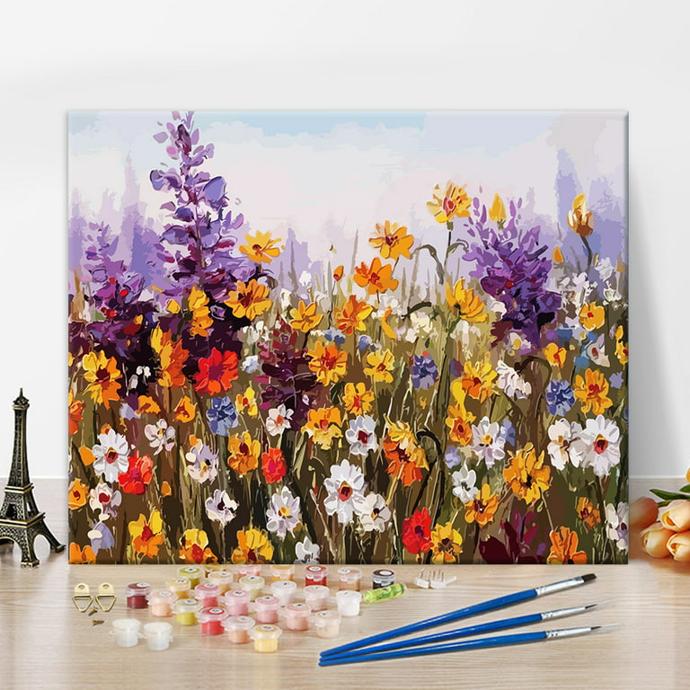 TISHIRON Paint by Numbers for Adults - Flower Adult Paint by Number Kits  Sunflower in Vase DIY Acrylic Painting by Number Kits with 3 Brushes, 16 x  20 inches (Frameless) 