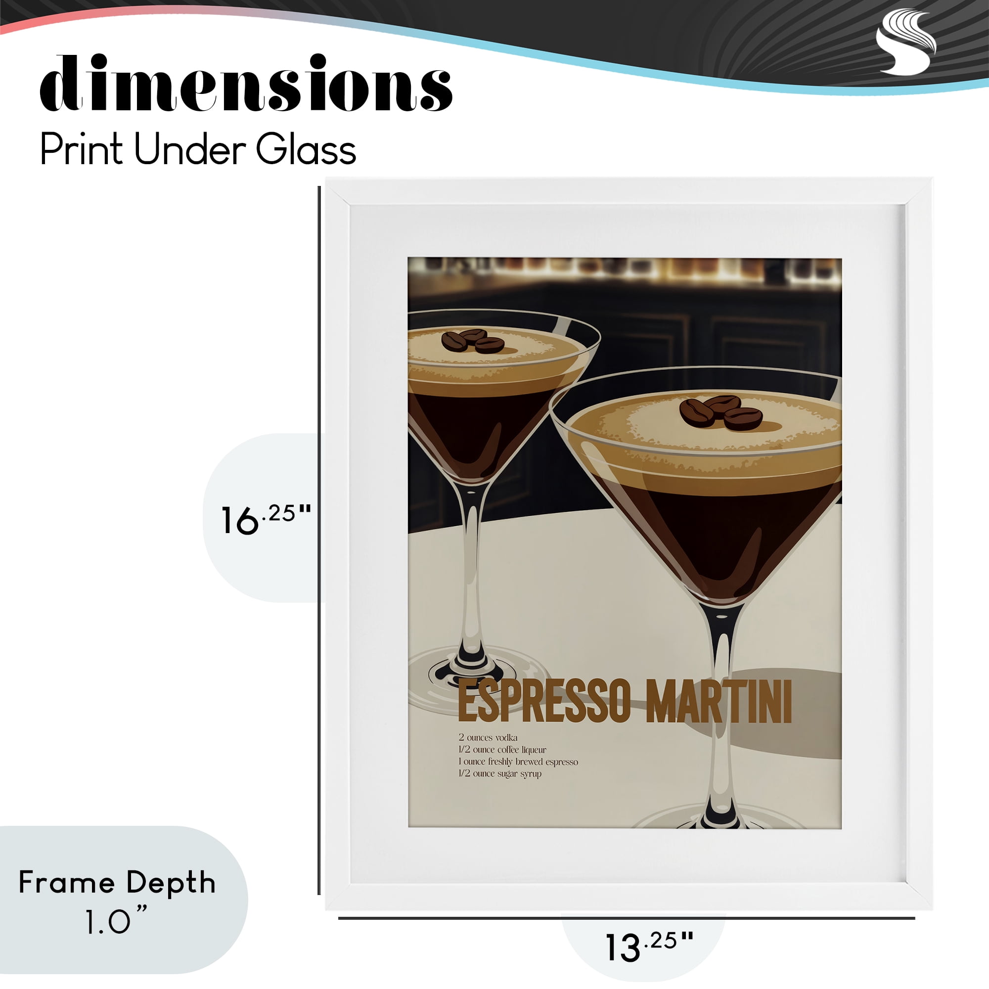 Stupell Industries Sleek Modern Espresso Martini White Framed Print Under Glass, design by Andreas Magnusson