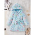 thumbnail image 3 of WIBACKER Fleece Bathrobe for Girl Boy Toddler Kids Cartoon Ear Hooded Towels Spa Beach Plush Robe, 3 of 8