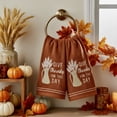 thumbnail image 3 of Serafina Home Autumn Fall Bath Fingertip Towels Bathroom Decor Farmhouse Harvest: Rust Dark Orange 100% Cotton Embroidered Give Thanks for This Day Wheat Bouquet with Stitched Border, 12" x 18", 2 Pc, 3 of 5