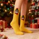 thumbnail image 1 of Par de Calcetines Navideños | Calcetines de Media Pantorrilla con Dibujos Animados para Mujeres, Hombres y Niños | Cálidos y Transpirables de Nailon y Licra | Regalos Navideños: Calcetines Cómodos pa, 1 of 6