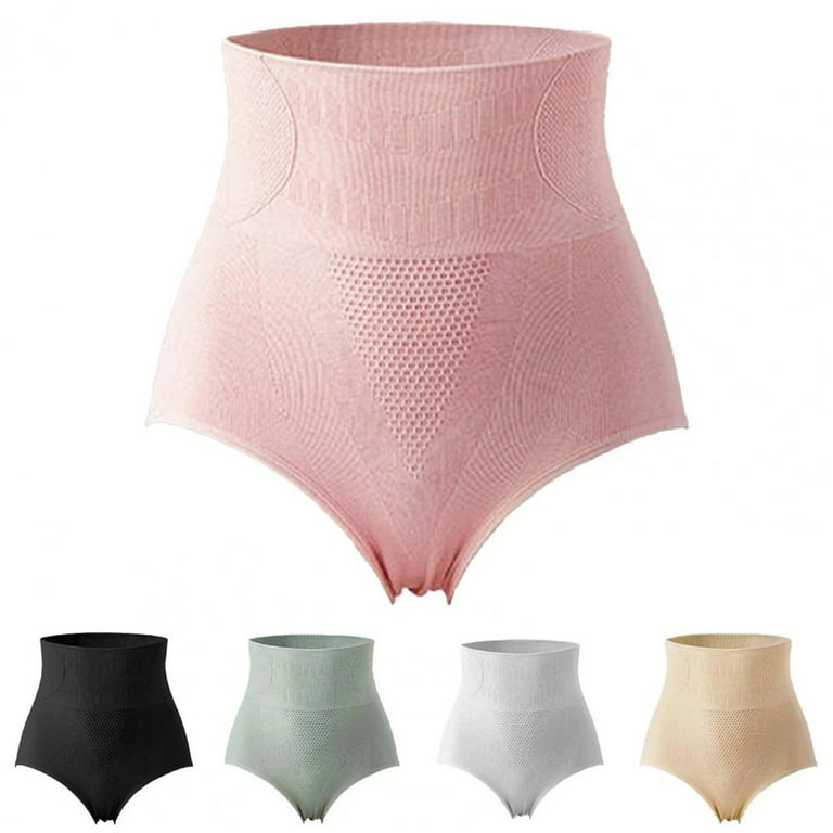 5pcs/Lot High Waist Panties Women's Graphene Underwear Tummy Control  Underwear Shapewear,Nude-M 