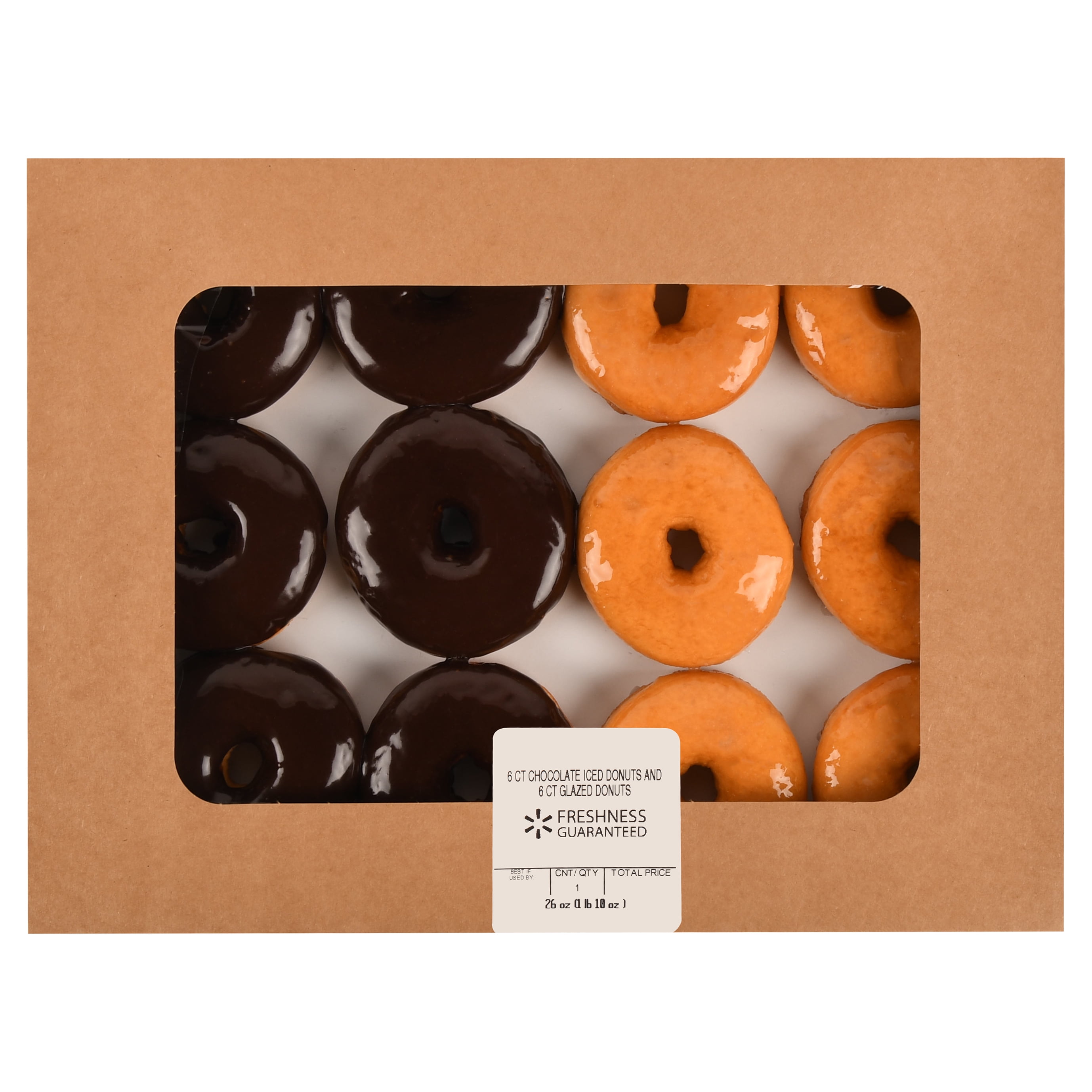 Freshness Guaranteed Chocolate Iced and Glazed Donuts, 26 oz, 12 Count