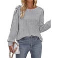 thumbnail image 1 of Fankiway Chandails Tunique pour Femmes Haut Décontracté Uni Chaud à Manches Longues Haut/chemise à Manches Longues à Col Rond Gris G, 1 of 5