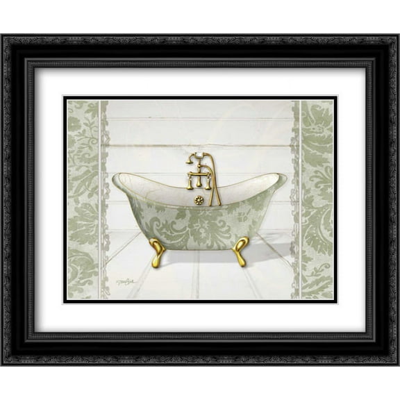 Damask Tub 2 2x Matted 24x20 Black Ornate Framed Art Print by Stimson, Diane