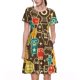 thumbnail image 1 of Balery Robot and Monsters Vestidos sueltos de manga corta para mujer, vestidos de verano 2025, vestidos casuales de corte A con vuelo., 1 of 6