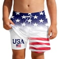 thumbnail image 2 of SOFTCCLO USA 250th Anniversary Merchandise Boys American Flag Print Swim Trunks with Liner Summer Casual Beach Patriotic Quick Dry Swimwear Blue 5-6Y, 2 of 5