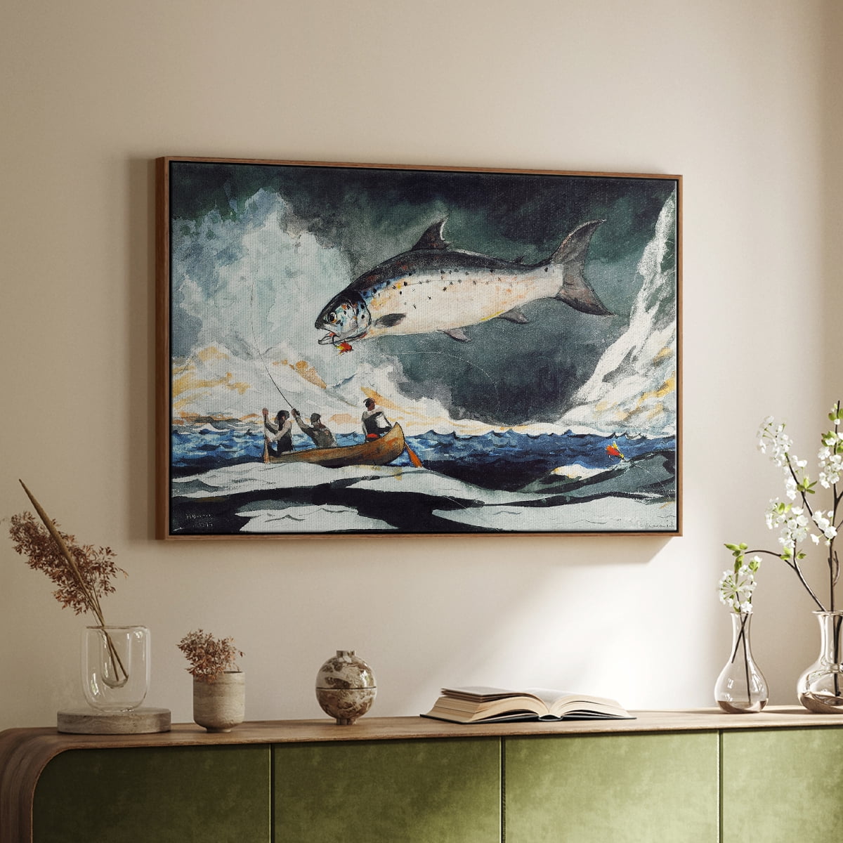 Vintage Landscape-CXLV By Wexford Home Framed in Walnut Wood Gallery Wrapped Canvas 17 in. x 25 in.