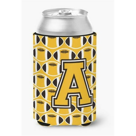 

Letter A Football Black Old Gold & White Can or Bottle Hugger