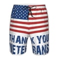 thumbnail image 3 of Honeii's Thank You Veterans Print Men's Casual Shorts with Drawstring，Swim Trunks Quick Dry Beach Shorts, 3 of 5