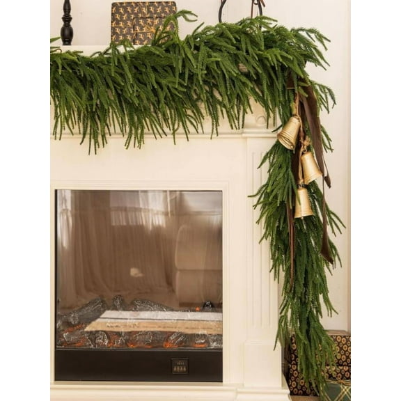 Christmas Garlands 120cm Artificial Norfolk Pine Garlands Faux Cedar Garland for Table, Mantle, Wall, Fireplace, Floor, Christmas Tree Decorations