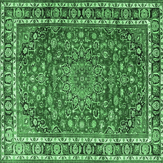 Ahgly Company Indoor Square Persian Emerald Green Traditional Area Rugs, 3' Square