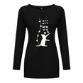 thumbnail image 3 of Hauts d'Entraînement pour Femmes Mode Dames Décontracté Ample Col Rond T-Shirt à Manches Longues Imprimé Chat Haut Hauts Habillés pour Femmes en Liquidation, 3 of 4