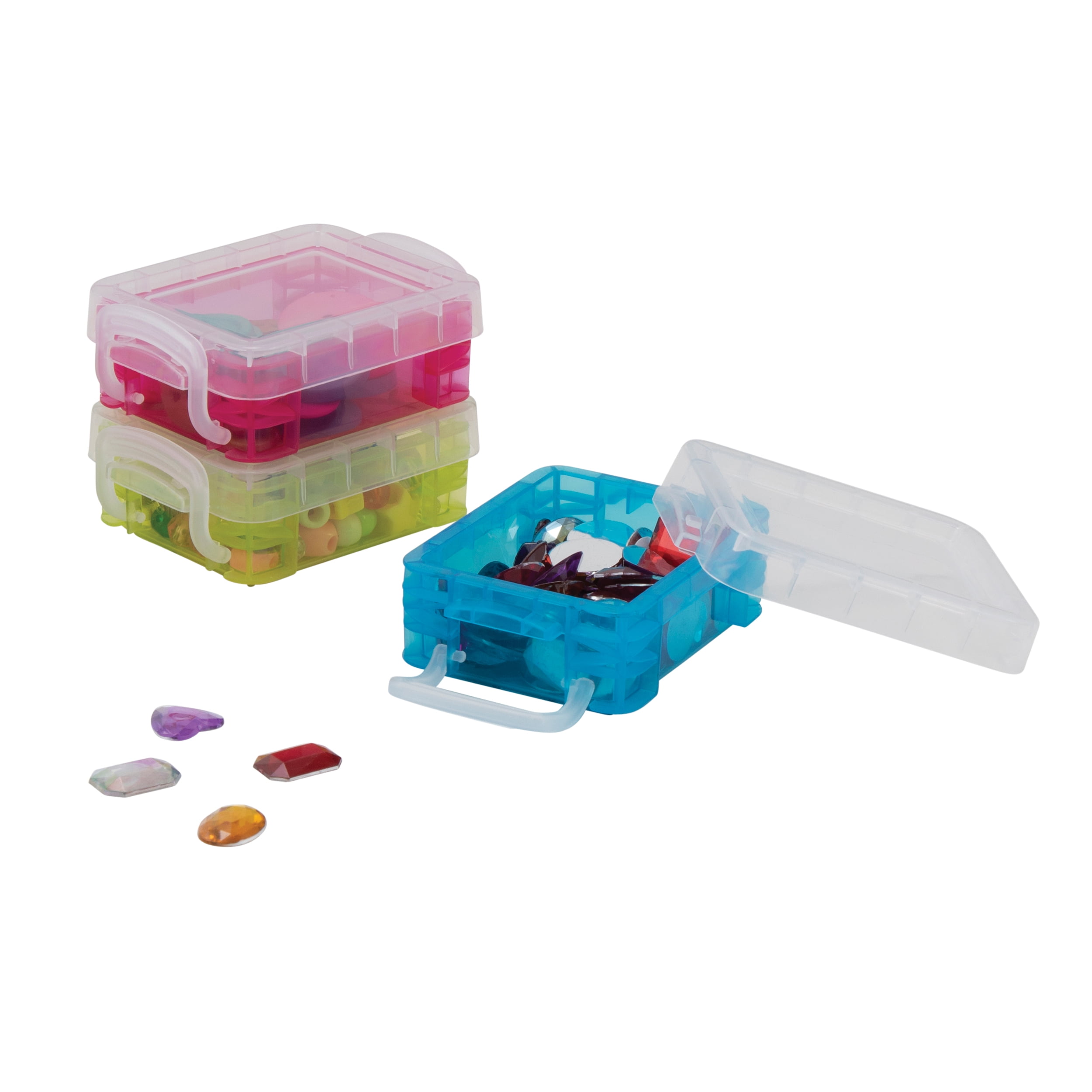 Super Stacker 3 Count (36 total) Assorted  Color Bitty Boxes - Storage Organizer for Office and Craft Supplies - 12 Bulk Pack