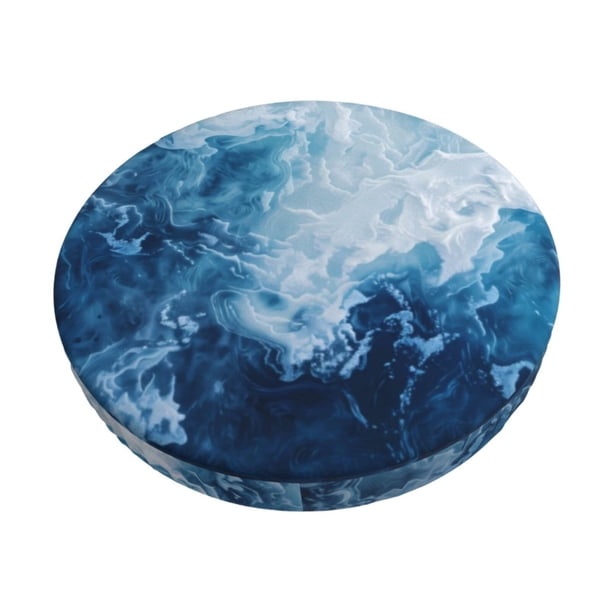 Disketp Abstract Ocean Waves Funda Redonda para Taburete, Funda de Cojín para Silla de Bar Suave y Elástica-12 inch