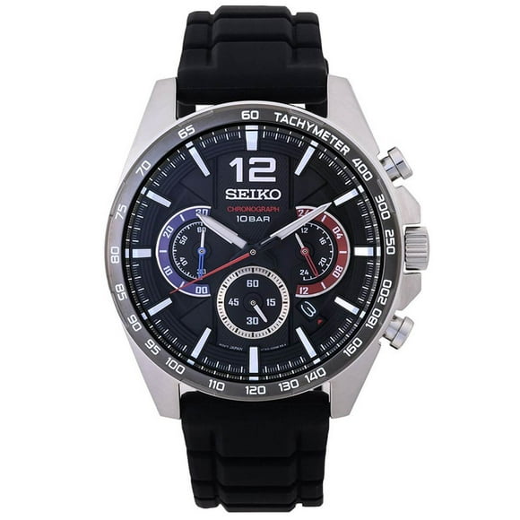 Seiko SSB347P1 Men's Chronograph Black Silicone Strap Quartz Watch