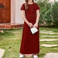 thumbnail image 6 of Annhoo Long Dresses for Toddler Kids 2025 Summer Crew Neck Short Sleeve Shiny Cute Solid Maxi Dresses 4-14 Years, 6 of 9