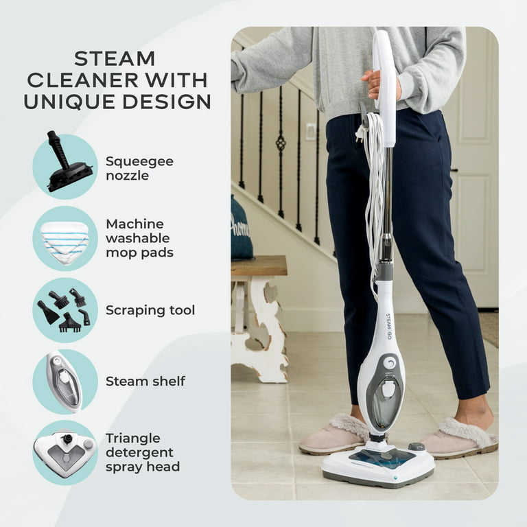 POLTI Continuous Fill Steam Cleaner for Home Use with 10 Attachments -  Works for Tile Floor with Grout, Carpet, Hardwood & Upholstery 