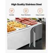 VEVOR Commercial Food Warmer, 1500W Electric Stainless Steel Steam Food Warming with Lid, 6-Pan Fast Heating Countertop Buffet Bain Marie with Power Cord, for Catering, Restaurant, Party & Buffets