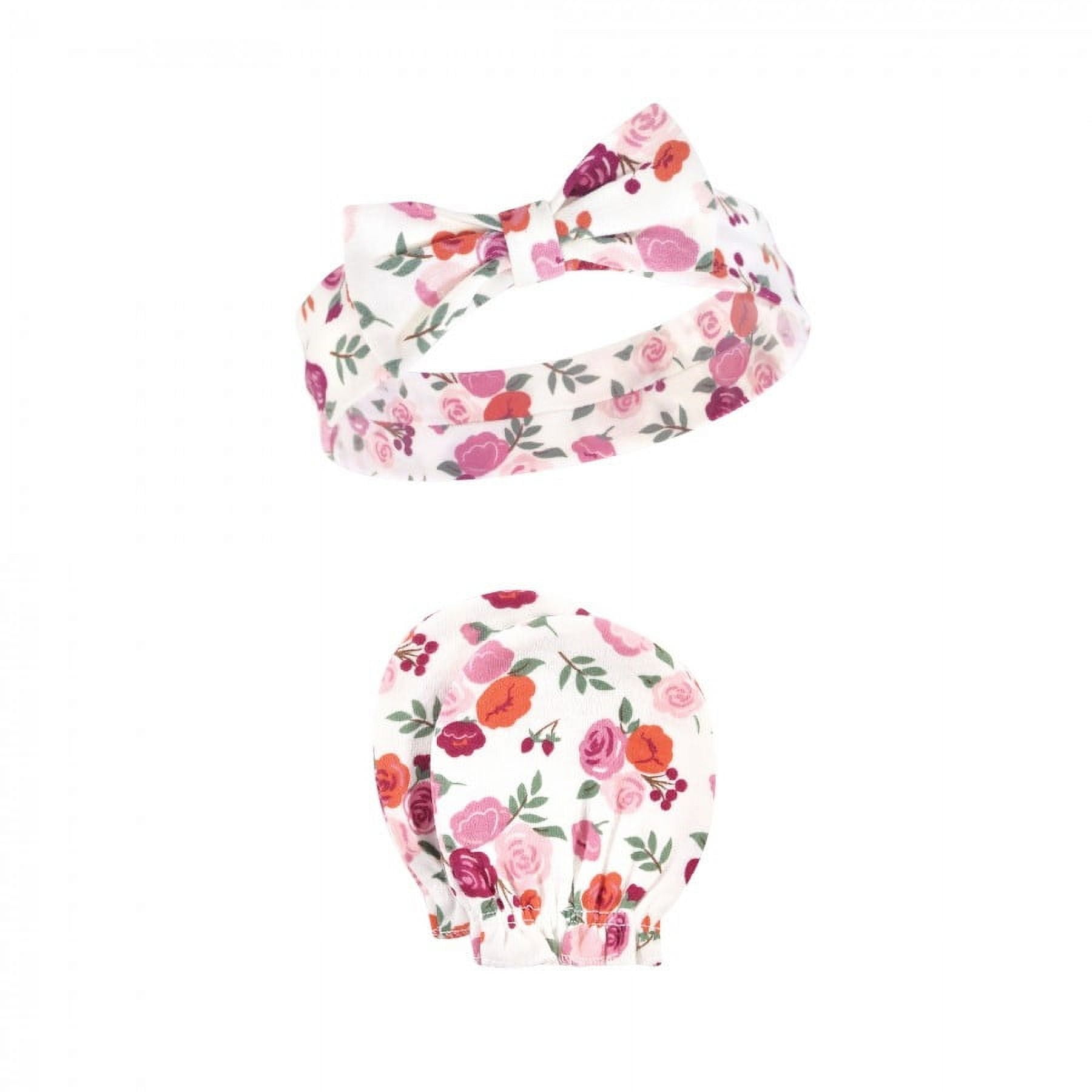 Hudson Baby Infant Girl Cotton Headband and Scratch Mitten