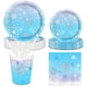 thumbnail image 4 of Frozen copo de nieve tema decoración de fiesta de cumpleaños platos y vasos de papel mantel Baby Shower niños niñas reina de la nieve decoración de fiesta de boda, 4 of 4