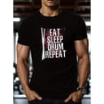 thumbnail image 1 of Camiseta con estampado "EAT SLEEP DRUM REPEAT", para hombre, informal, de manga corta, para verano, para adultos, hombres, mujeres, adolescentes, jóvenes y ocio., 1 of 5