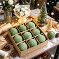 thumbnail image 4 of Hvmvliv 9 Pack Light Green Flocked Christmas Ball Ornaments with Glitter in Gift Box for Xmas Tree Decor, 4 of 6